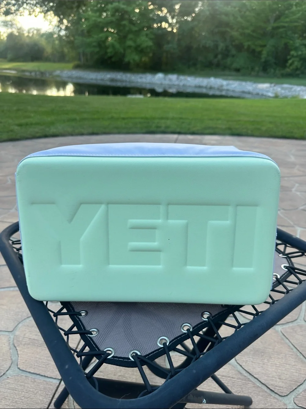 Yeti Light Blue Tote with Pink Shoulder Straps